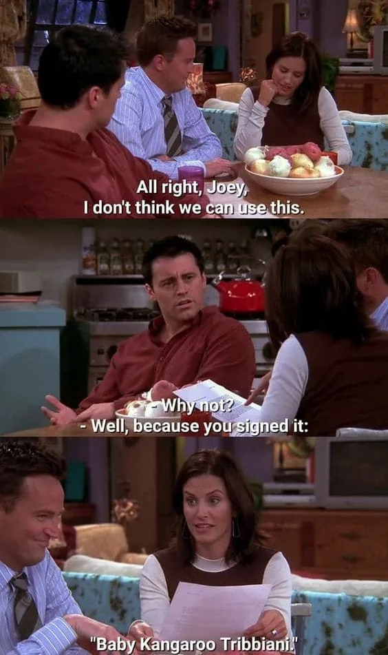 Baby kangaroo tribbiani Friends Meme