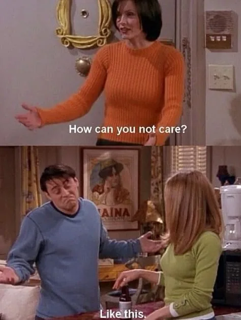Joey's Not Caring Face Friends Meme
